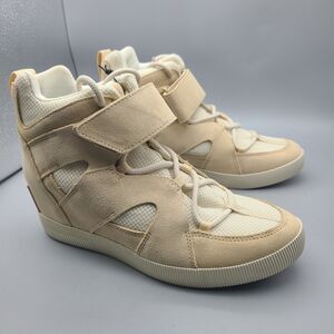 Sorel Out N About Sport Wedge Booties Lace Up Sneakers Ivory/White Size 9.5 New